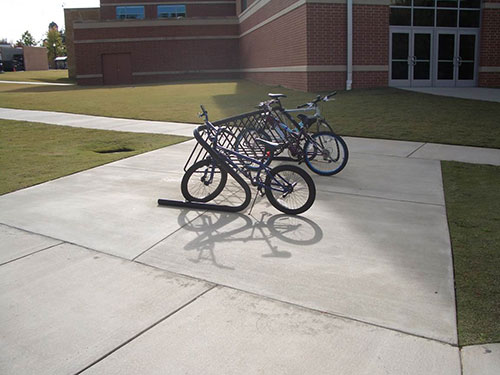 bicycles in a bicycle rack