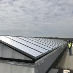 Rooftop of the building skylights