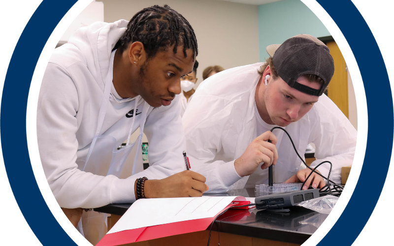 Two students working on a project in a chemistry lab