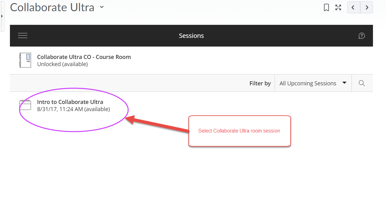Select Collaborate Ultra Room Select Collaborate Ultra Room
