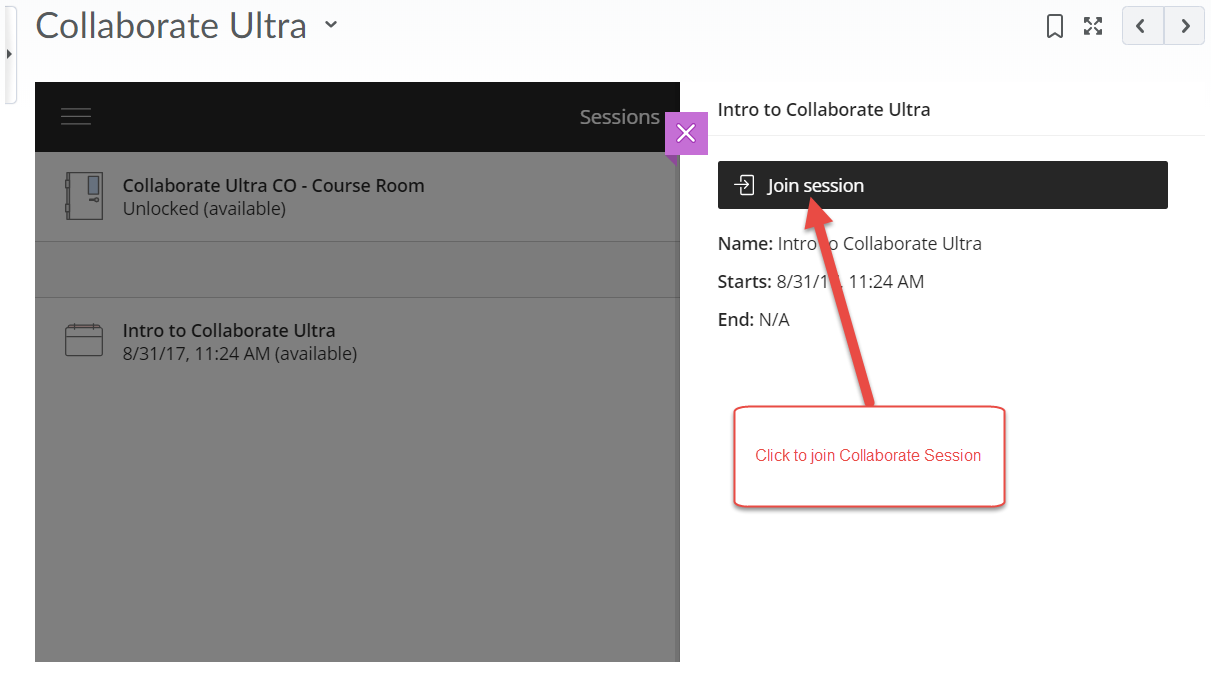 Click Join Collaborate room Click Join Collaborate room