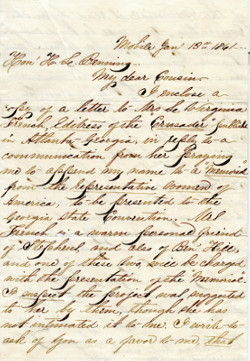 Letter from Augusta Evans to H.L. Benning 