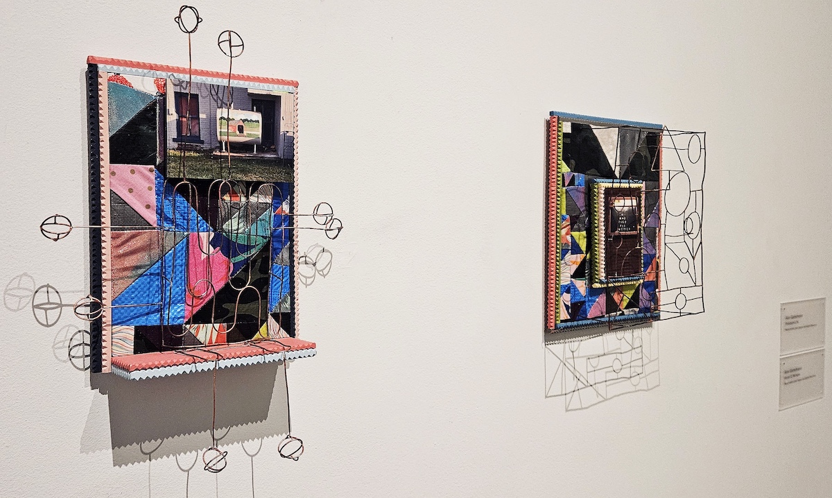 Two pieces of artwork hanging on a wall