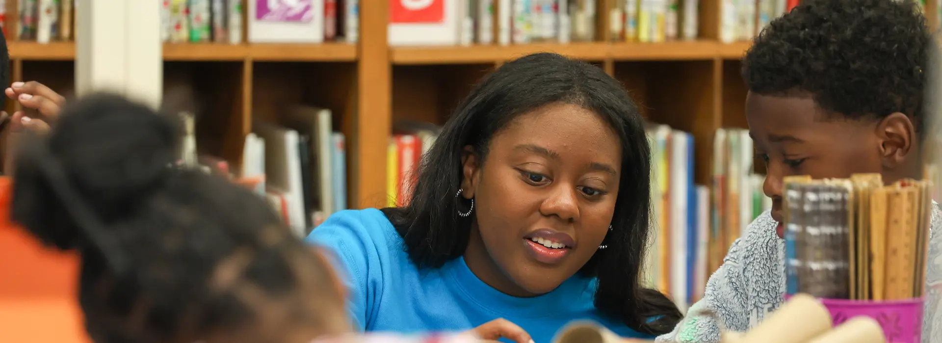 a student teacher interning at an elementary school