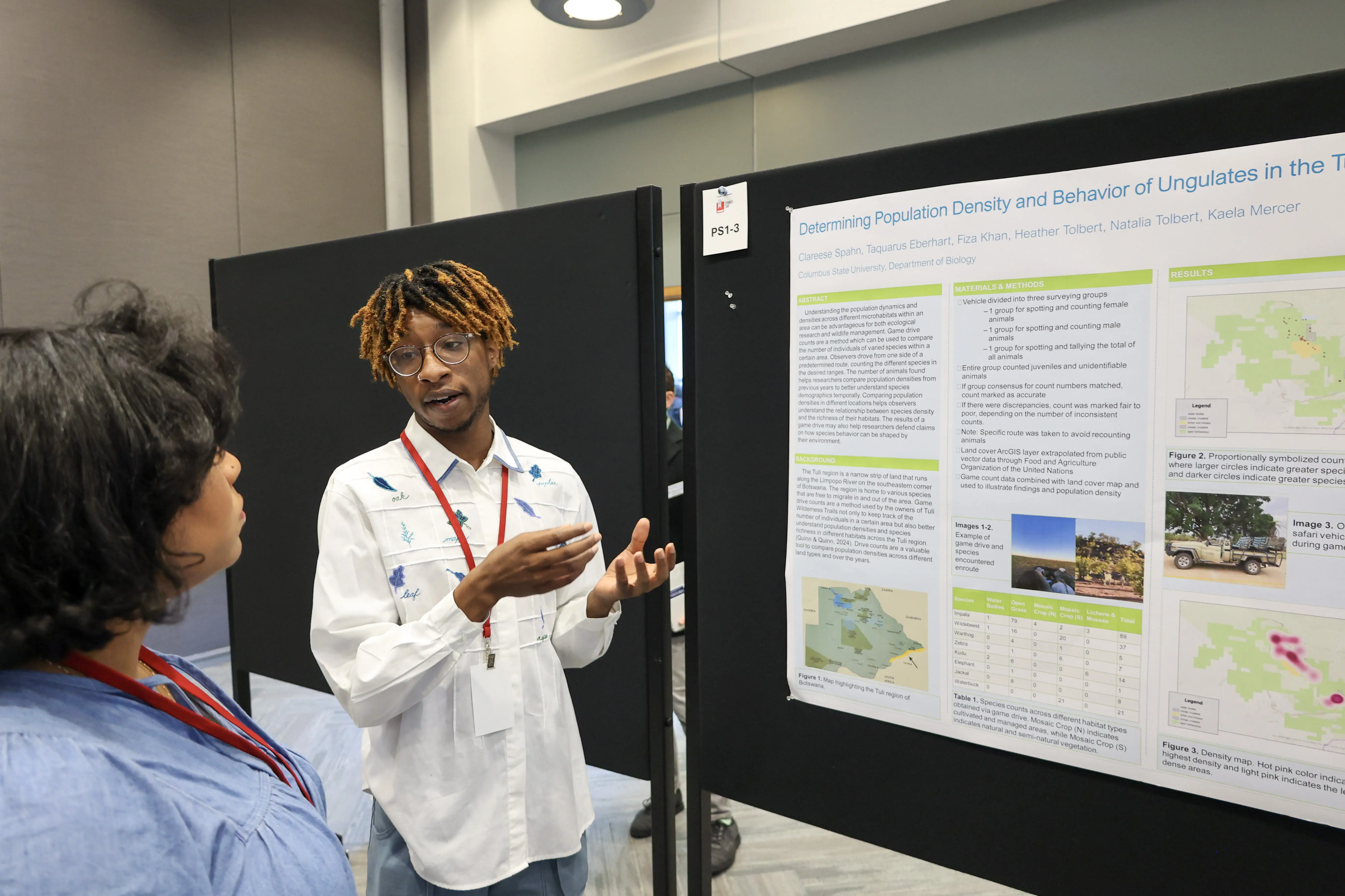 a student discussing their research data