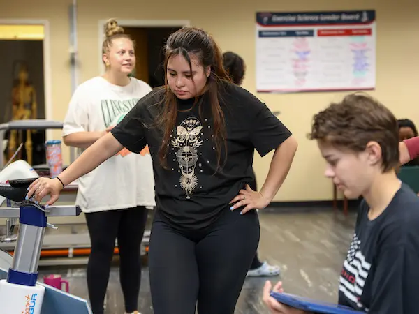 students working with fitness equipment