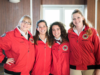 Cailee Davis and friends in red jackets