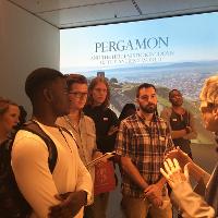 A professor lecturing about the ancient Greek city of Pergamon