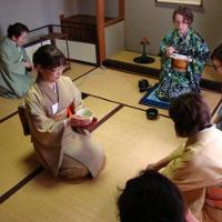 Students participating in a traditional Japanese tea ceremony 