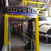 the entrance to an exhibit called A Space Shuttle Odyssey