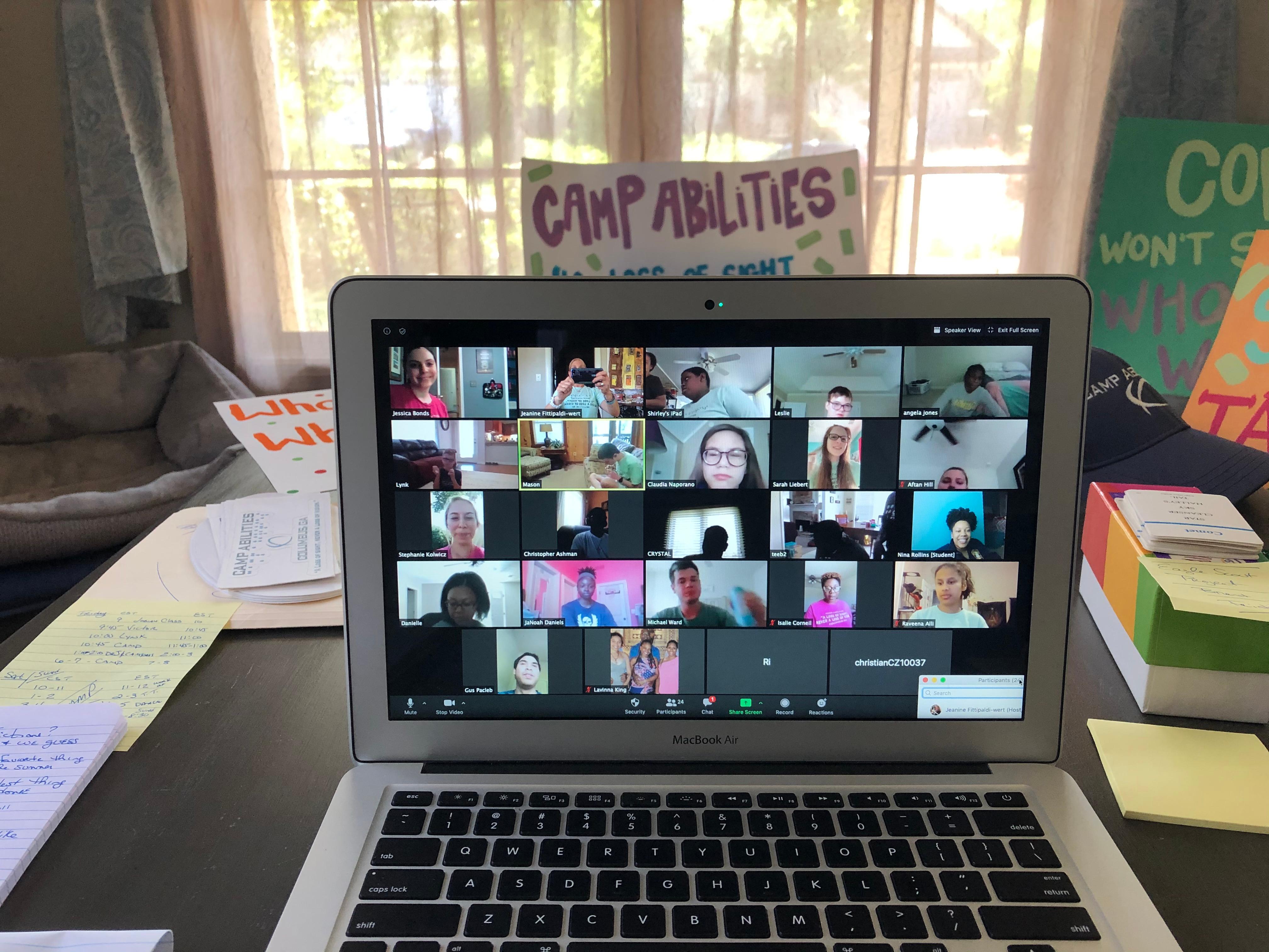 Photo of Zoom call with the 2020 Camp Abilities campers
