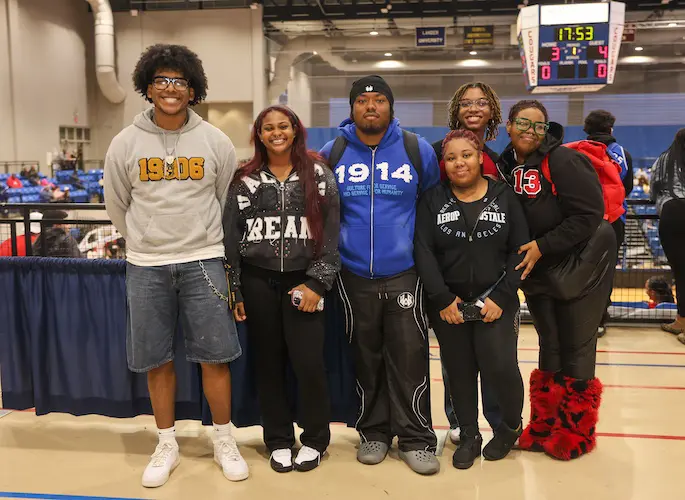 Greek life students at a CSU basketball game