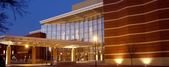 Photo of the RiverCenter for the Performing Arts at night