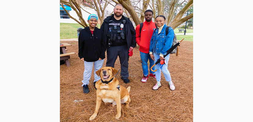 CSU Police K-9 with students