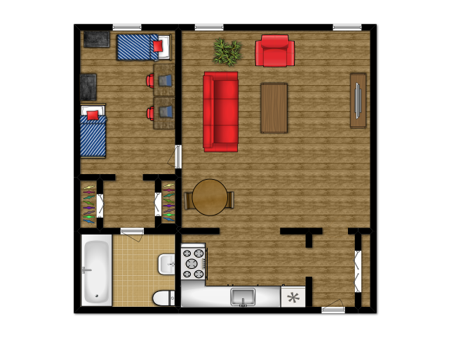 Rankin - 1 Bedroom floor plan