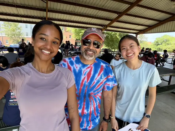 Jordan Mills, Dr. Fady Mansour and Nhi Do celebrating Student Employee Week