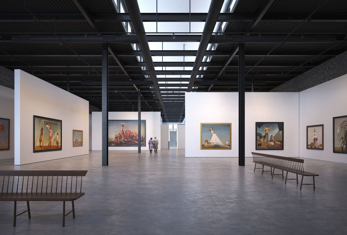 an art gallery inside of the Bo Bartlett Center