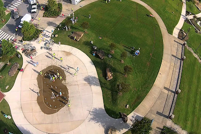 Aerial view of public park